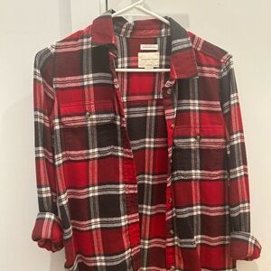 American Eagle Red and Black Plaid Shirt
